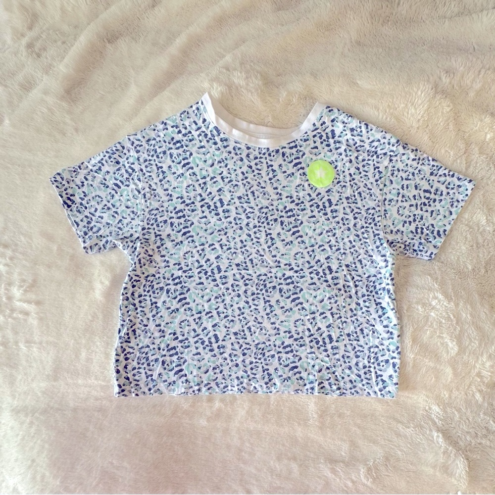 Converse Girls Leopard Cropped Short Sleeve Tee, blue,white,12G,L,140-155cm